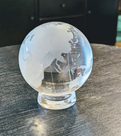 Round Earth Globe World Map Crystal Glass Clear Paperweight Table Desk Decor 4 16 00 Picclick