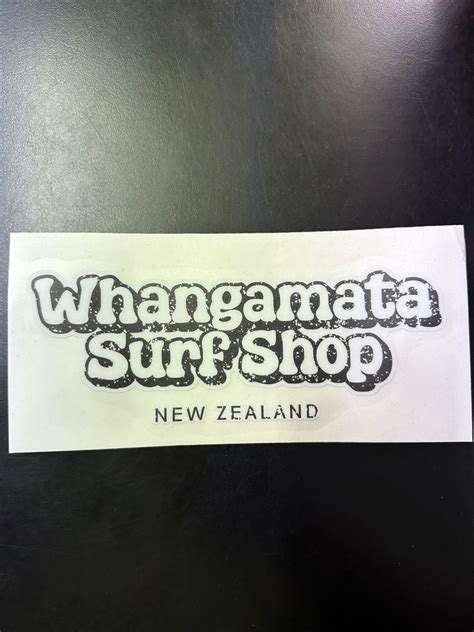 Whangamata Surf Shop Bubble Logo Sticker White Base W Black Print