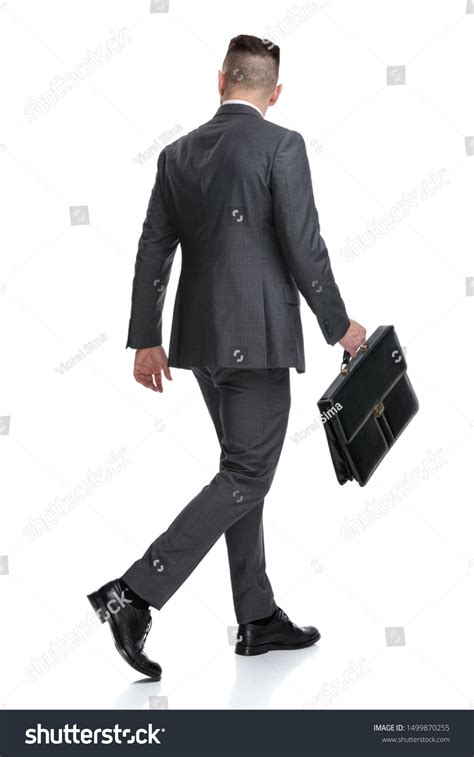 Back View Young Businessman Walking Looking Stock Photo 1499870255