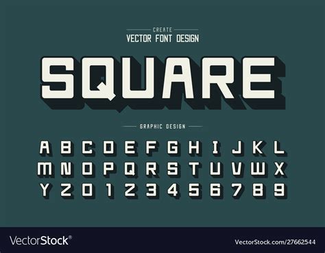 Font And Alphabet Square Typeface Letter Vector Image
