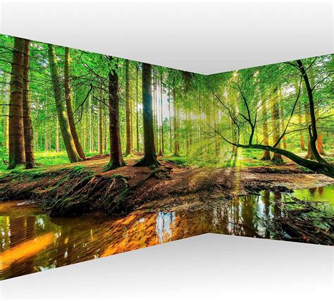 Artgeist Wall Mural Forest Landscape 212x98 In Xxl Peel And Stick