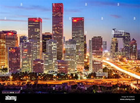 Beijing China Skyline At The Central Business District Stock Photo