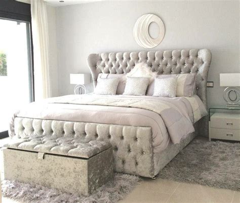 Oxford Stunning Upholstered Crushed Velvet Diamante Bed