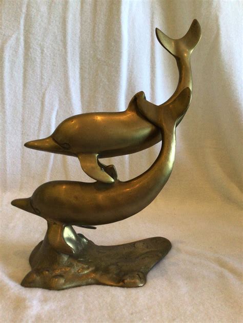 Vintage Brass Dolphin Statue Etsy