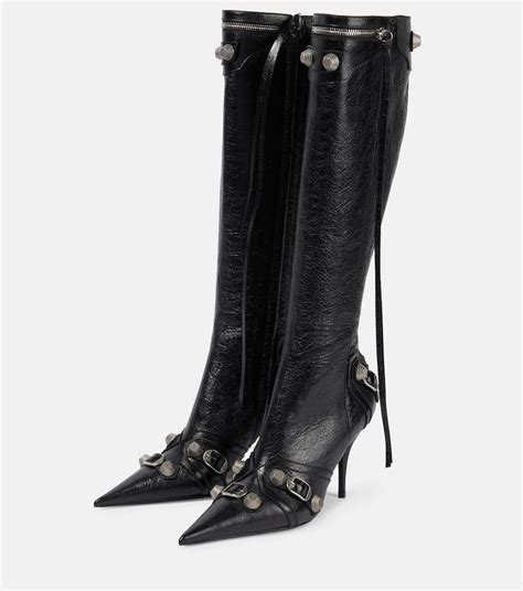 Balenciaga Cagole Leather Knee High Boots Mytheresa