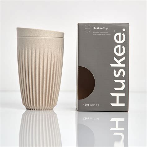 Huskee Cup And Lid 12oz Natural Firebat Coffee Roasters