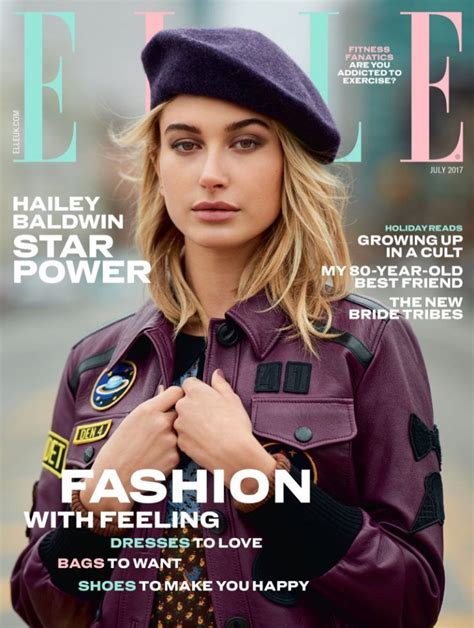 Hailey Baldwin On Elle Uk July 2017 Cover Hailey Baldwin Fashion Magazine Cover Fashion Cover
