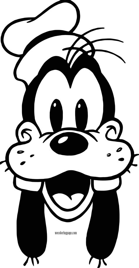 Goofy Smile Face Black White Coloring Pages Disney Drawings Cartoon
