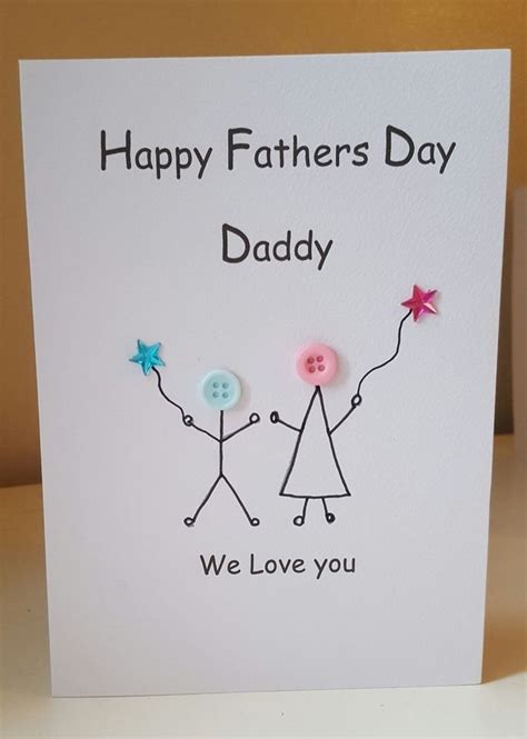 Hand Made Personalised Fathers Day Cards Button Heads Diy Fathers