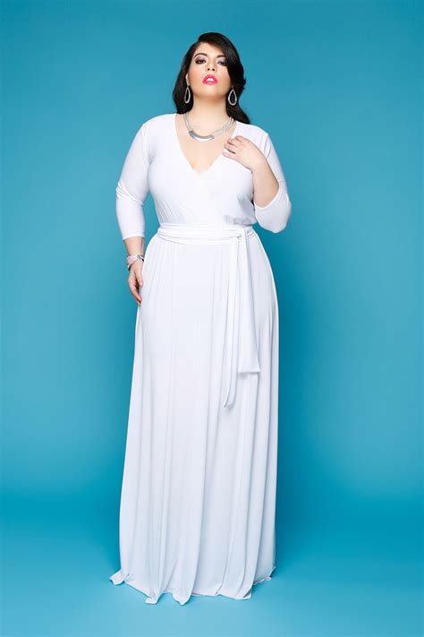 white maxi wrap dress plus size su baumann