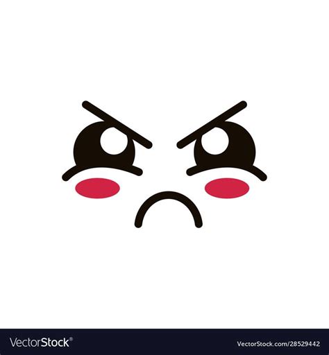 Kawaii Cute Face Expression Eyes And Mouth Angry Vector Illustration Download A Free Preview Or