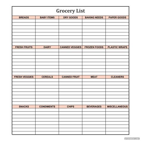 7 Best Images Of Grocery List Template Printable Amenable Blank Vrogue
