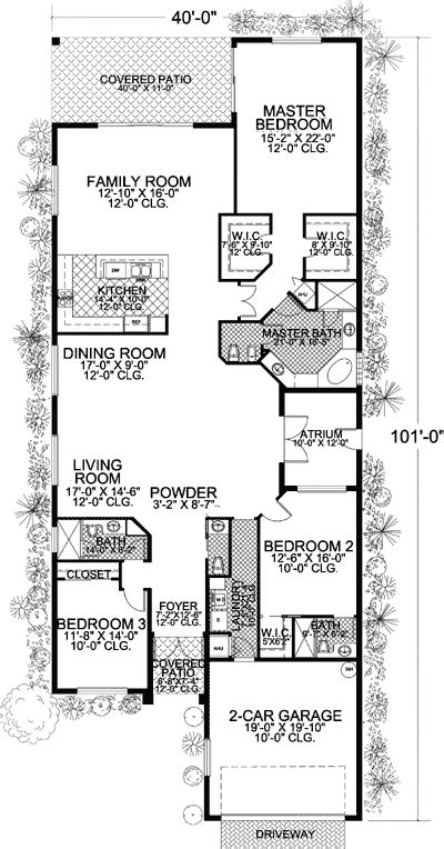 Our narrow lot house plans are designed for those lots 50' wide and narrower. Plan 32183AA: Long and Narrow Mediterranean Home Plan ...