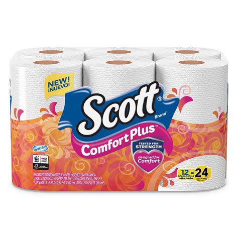 Scott Comfortplus Toilet Paper Double Roll Bath Tissue Septic Safe