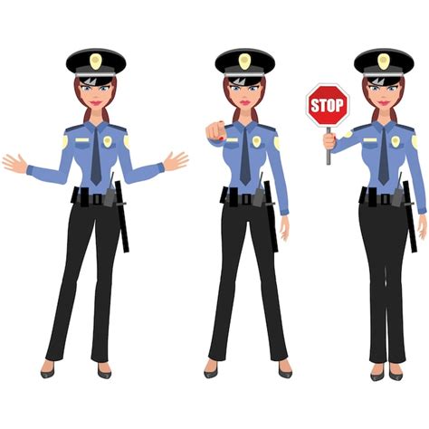 Premium Vector Character Police Woman Flat Illustration