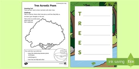 Tree Acrostic Poem Worksheet Worksheet Teacher Made