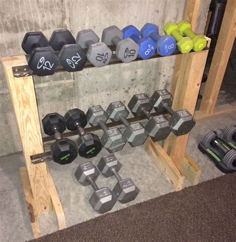 The most common diy weight rack material is metal. DIY Dumbbell Rack. I made this from scrap lumber and the iron rails are from an old bed frame ...