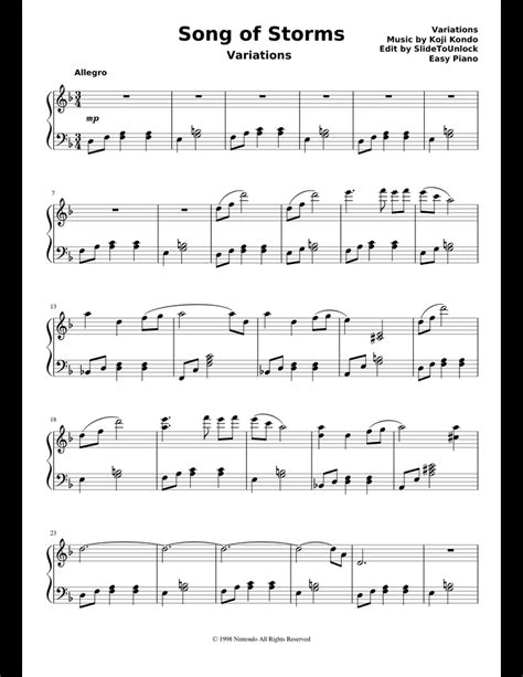 How to play song of storms from the legend of zelda: Song Of Storms Piano Sheet Music - Music Sheet Collection