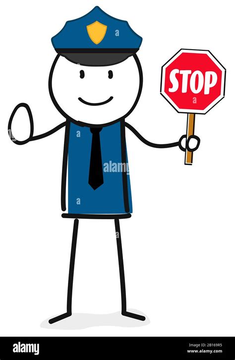 Police Officer With Stop Sign Stock Vector Image And Art Alamy