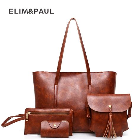 Elimandpaul 4 Pcssets Messenger Bag Womens Shoulder Bag Female Pu