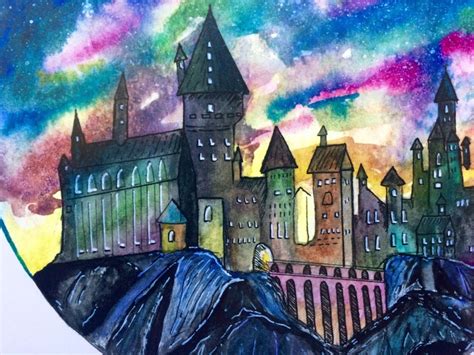 Hogwarts Watercolor Harry Potter Watercolor Watermark Will Etsy