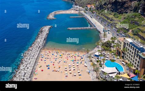 Calheta Madeira Portugal June 2020 Aerial View Of Calheta Beach In