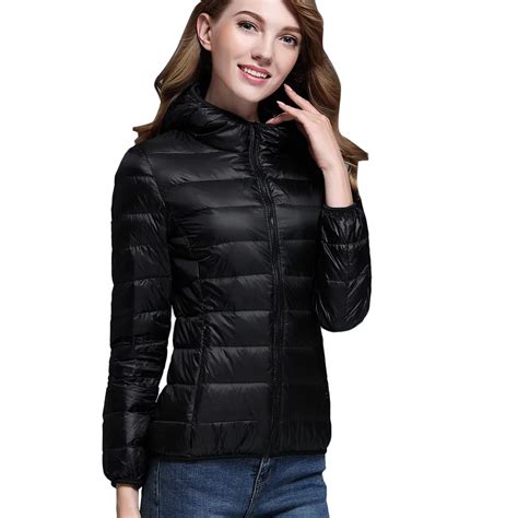 Woman Coats Winter 2018 Women Ultra Light Puffer Jacket Solid Hooded