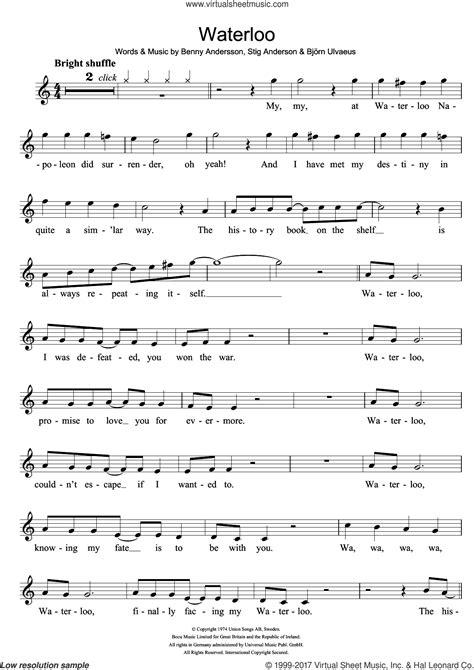 Check spelling or type a new query. ABBA - Waterloo sheet music for recorder solo PDF