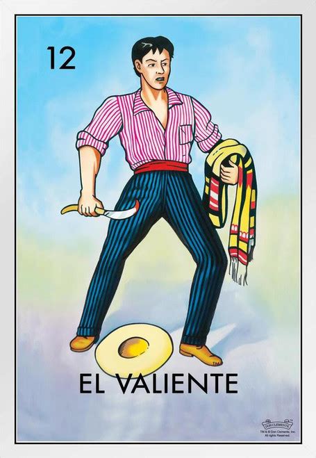 12 El Valiente The Brave One Loteria Card Mexican Bingo Lottery White