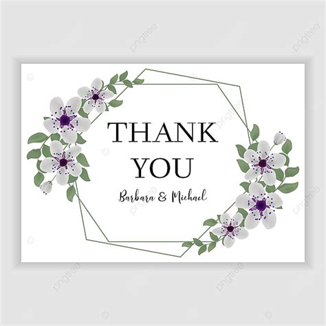 Floral Wedding Thank You Card Template With Purple Cherry Blossom
