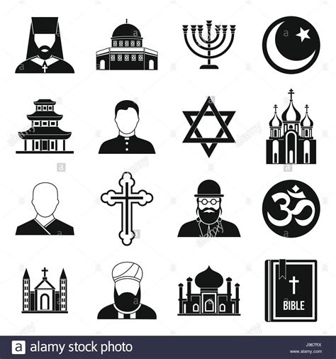 Religious Symbol Icons Set Simple Style Stock Vector Image Art Alamy
