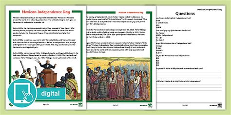 Th Grade Mexican Independence Day Reading Comprehension