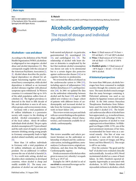 Pdf Alcoholic Cardiomyopathy The Result Of Dosage And Individual