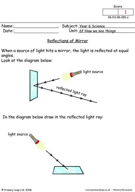 Mirror Reflections Worksheet Mirror Reflection Light Science