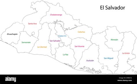 Esquema Del Mapa De El Salvador Fotografía De Stock Alamy