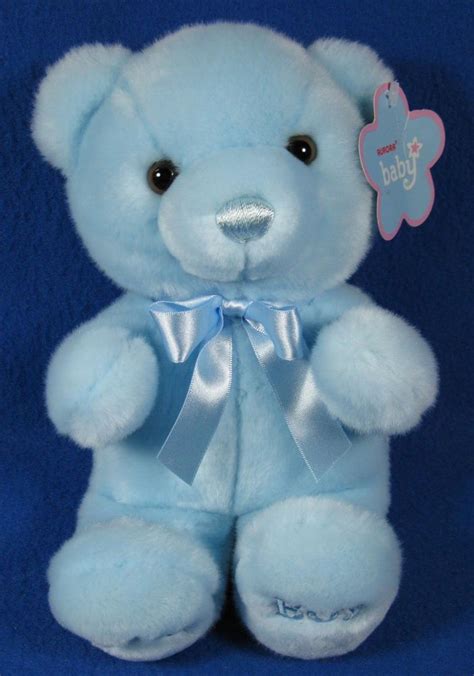 Aurora 9 Sitting Plush Blue Baby Boy Teddy Bear Stuffed Animal Child