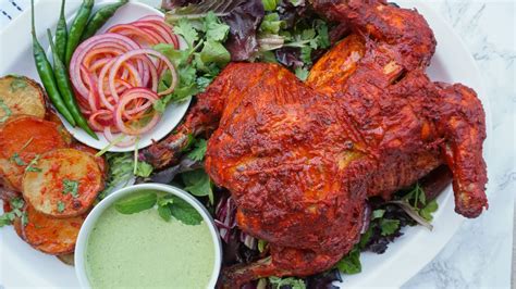 Whole Tandoori Chicken With Tandoori Roast Potatoes Love Laugh Mirch