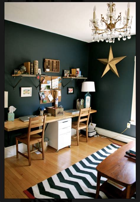 Dark Green Walls Green Home Offices Home Office Design Home Office