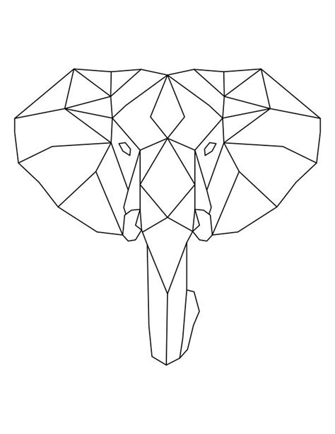 Calm species from a farm, like horse, donkey, dog, goat, cow, and pigs. Printable Geometric Elephant Head Coloring Page | Geometric elephant, Geometric elephant tattoo ...