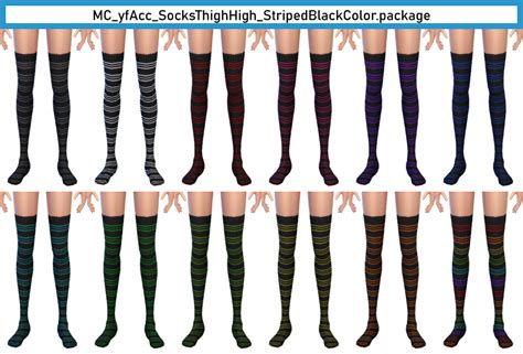 Striped Thigh High Socks By Monochaos Monochaoss Sims 4 Cc Blog