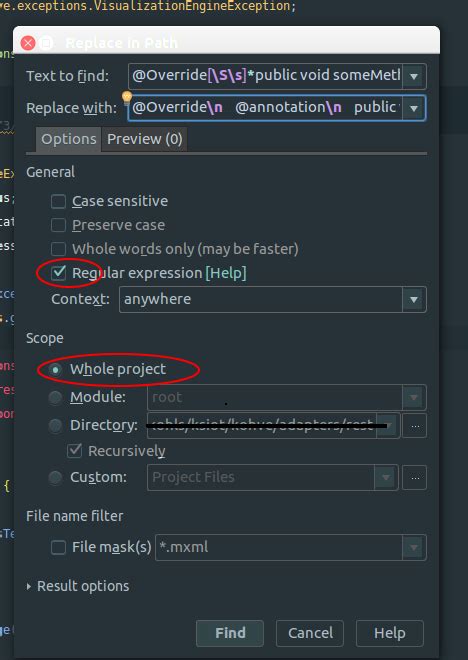 The in java, the idea is to build an array match that tells us matchix = j whenever six is the head of a successful replacement operation j #34 find first and last position of element in sorted array. java - Structural find and replace IntelliJ - Stack Overflow