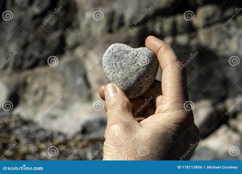 Hand Holding A Rock Shaped Like A Heart Stock Photo Image Of Stone