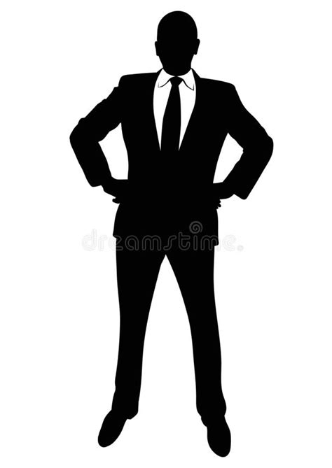 Silhouette Of A Business Man In A Suit Standing Stock Illustration