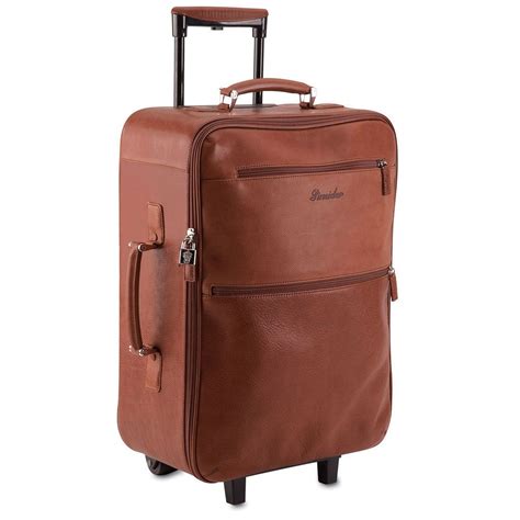 Luxury Leather Carry On Suitcase Trolley Luggage Bag With Large
