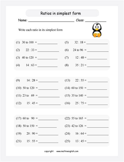 5th Grade Math Writing Numbers In Simplest Form Worksheet