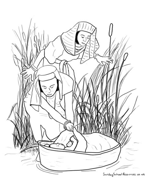 Baby Moses And Miriam Coloring Page Bellajapapu