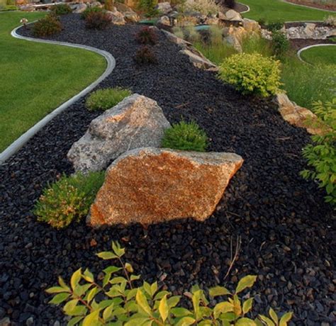 Cute Front Yard And Backyard With River Rocks 32 Landscaping With