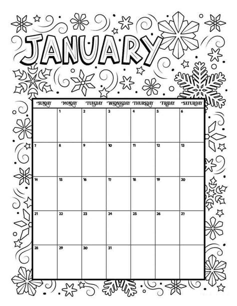 Calendario Enero Para Colorear Imprimir E Dibujar Dibujos Colorearcom