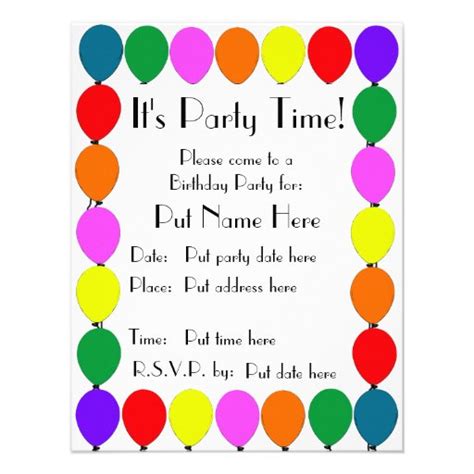 Its Party Time Birthday Invitations 11 Cm X 14 Cm Invitation Card Zazzle