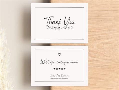 Airbnb Host Thank You Card Template Airbnb Vacation Rental Welcome Card